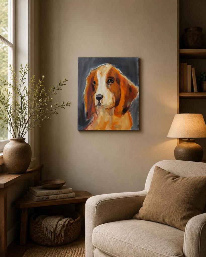 Schilderij van een hond, olieverf op doek, Ophalen