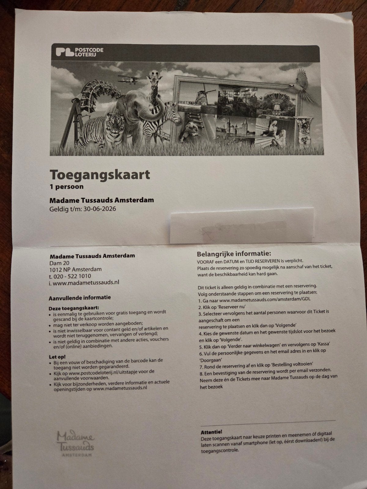 kaarten voor madame tussauds Amsterdam, Drie personen of meer, Ticket of Toegangskaart