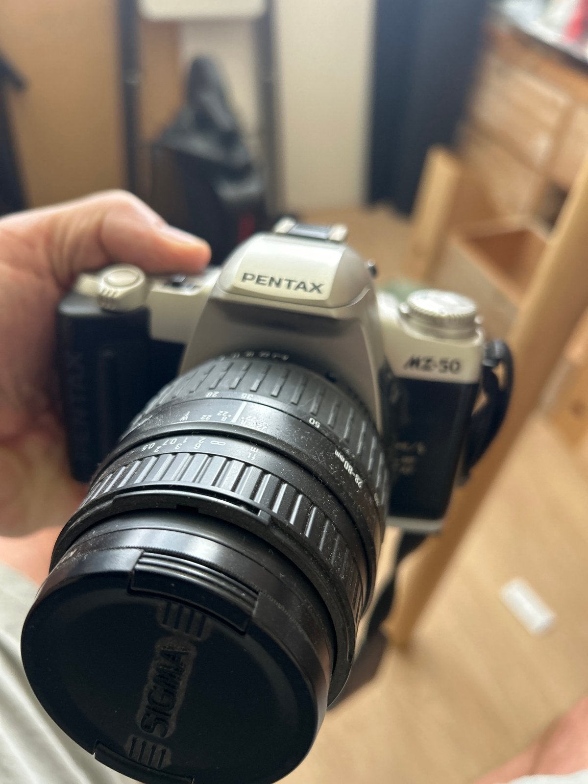 Pentax MZ-50 Spiegelreflexcamera met Sigma 28-80mm lens, Audio, Tv en Foto, Fotocamera's Analoog, Ophalen of Verzenden, Gebruikt