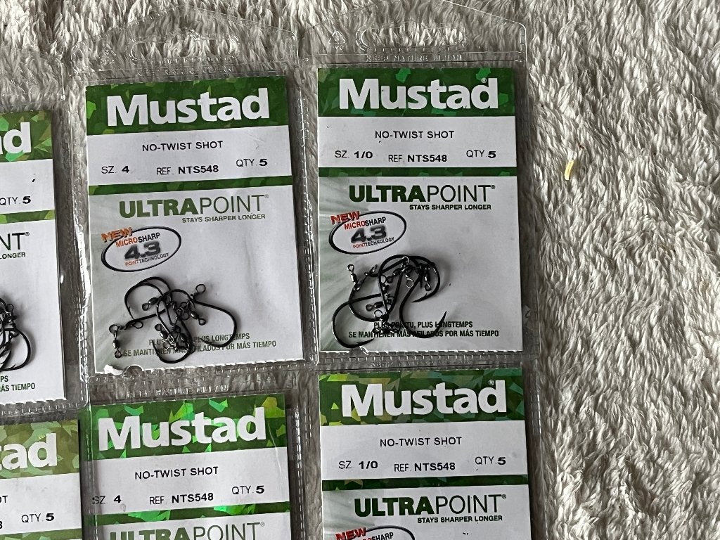 adv 284 / NIEUW serie 8 pakjes dropshothaken MUSTAD, Watersport en Boten, Hengelsport | Roofvissen, Ophalen of Verzenden, Nieuw