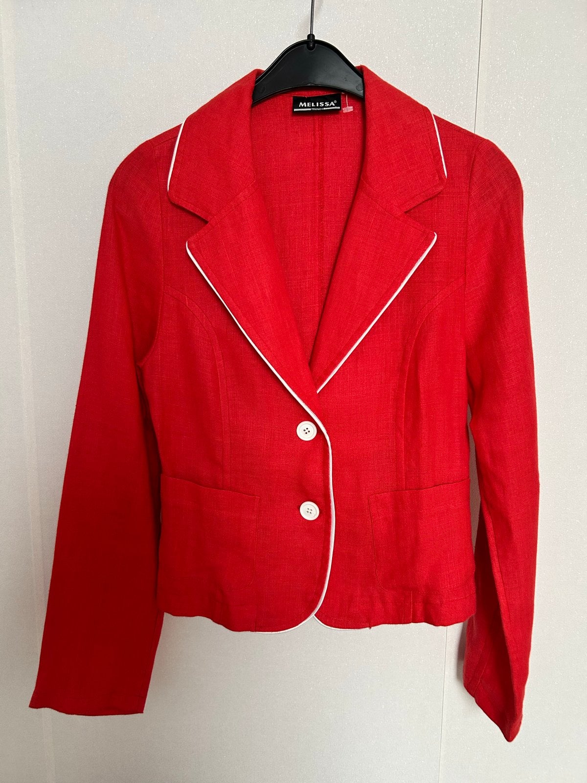 Linnen rood blazer  Melissa maat 36, Ophalen, Zo goed als nieuw, Jasje, Maat 36 (S)