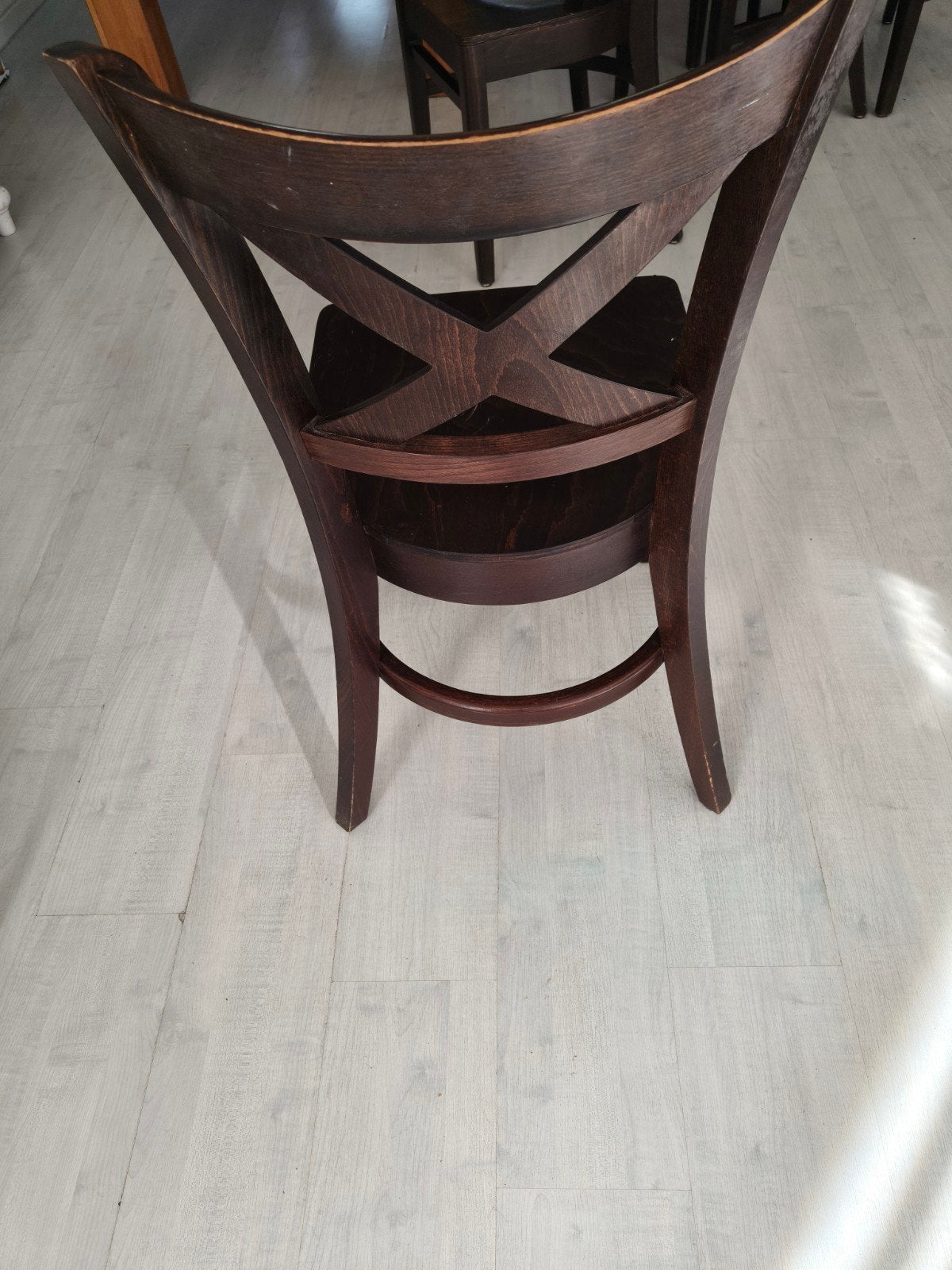 Café set: 8 stoelen en tafel (2,20m) - Gebruikt, Gebruikt, 200 cm of meer, Ophalen of Verzenden, Vijf personen of meer