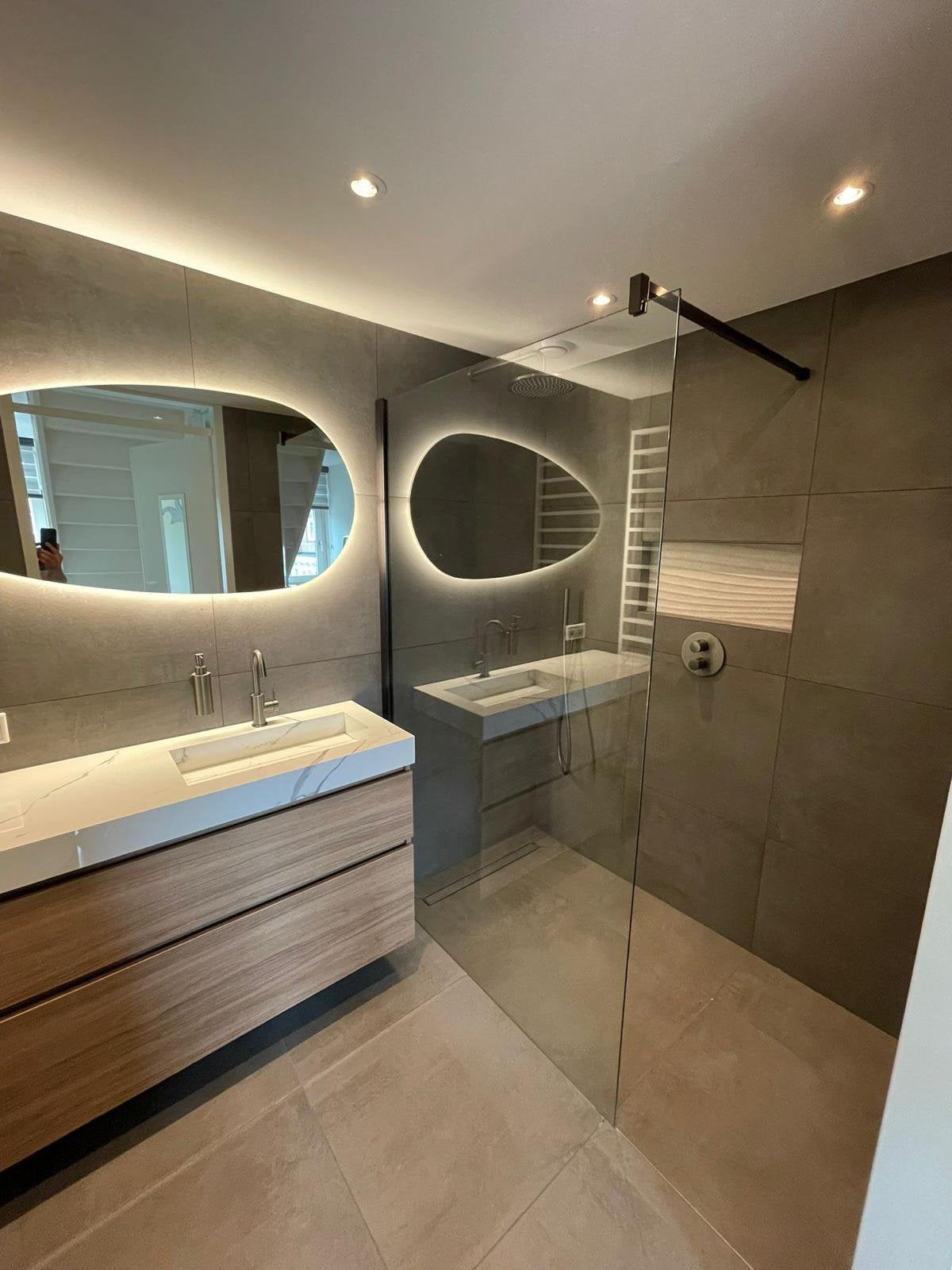 Novellini kuadra 120 x 200 douchewand brushed black chrome, Ophalen, Nieuw, Met douche