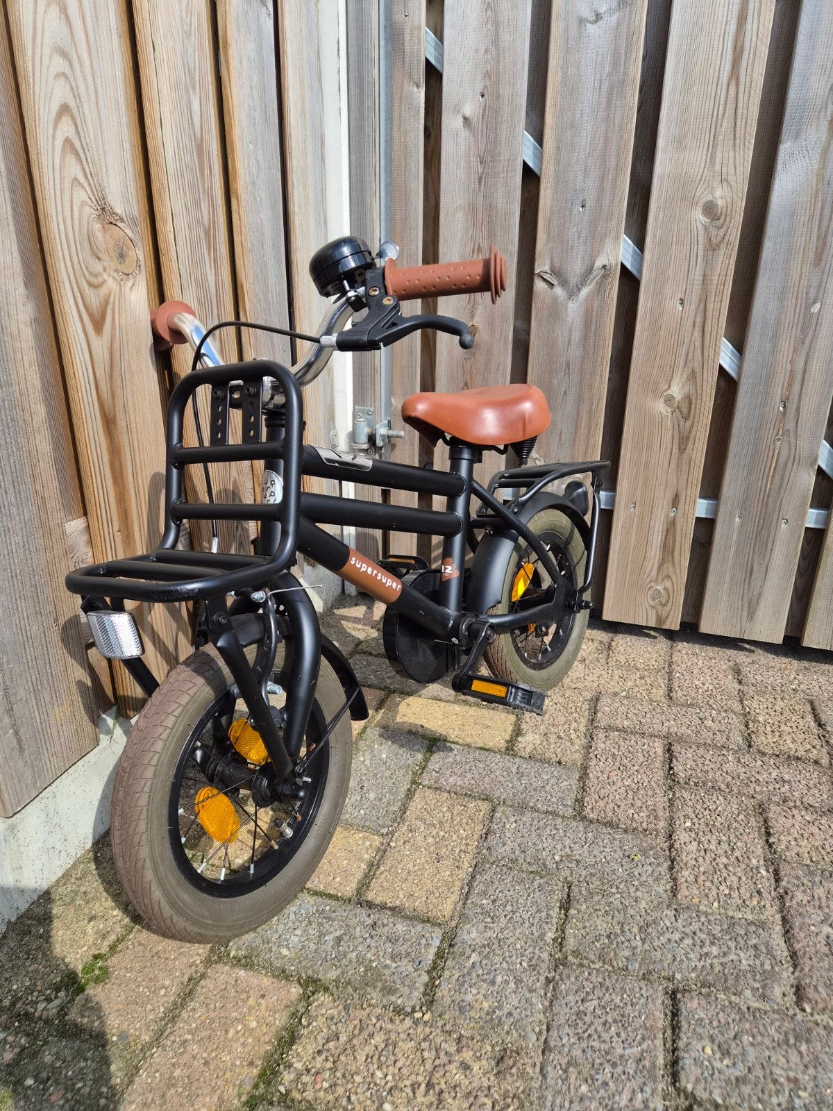 Supersuper Cooper Mat Zwart Jongens 12 inch., Fietsen en Brommers, Ophalen, Terugtraprem, Gebruikt, Minder dan 16 inch