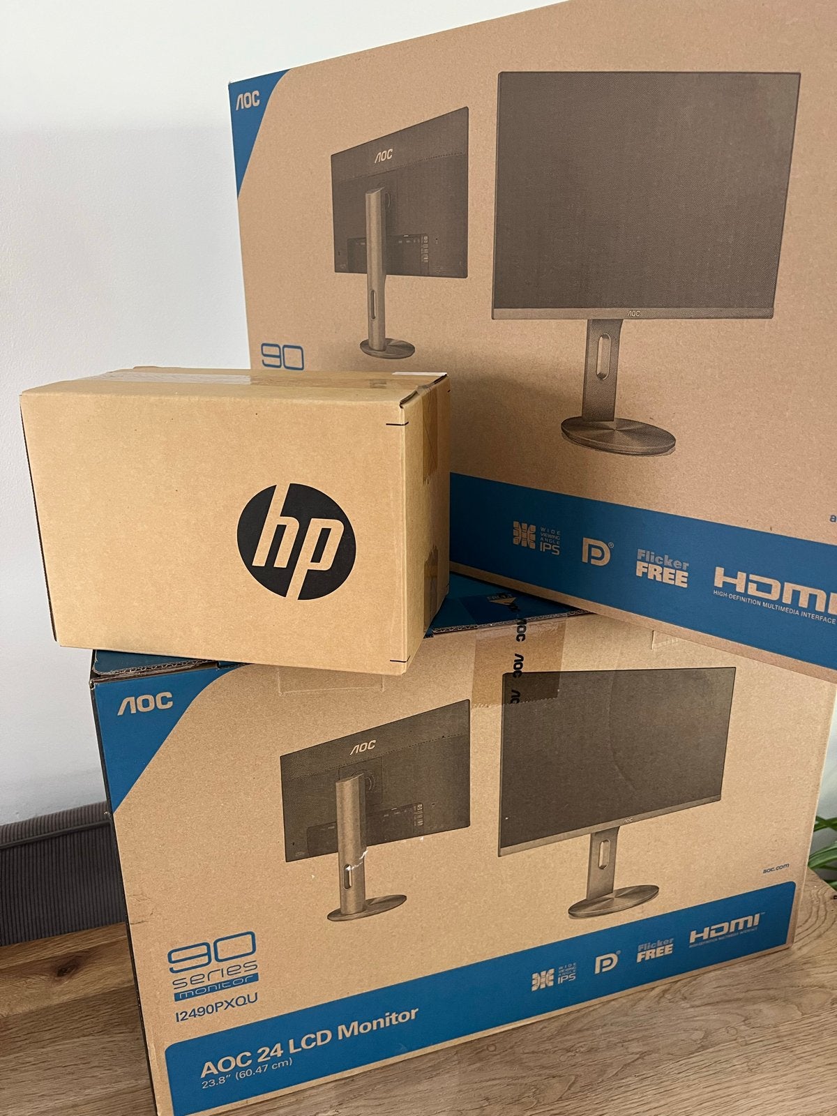 2x AOC 24" LCD Monitor & HP Thunderbolt Dock - Nieuw!, Ophalen, Nieuw, HDMI, LED