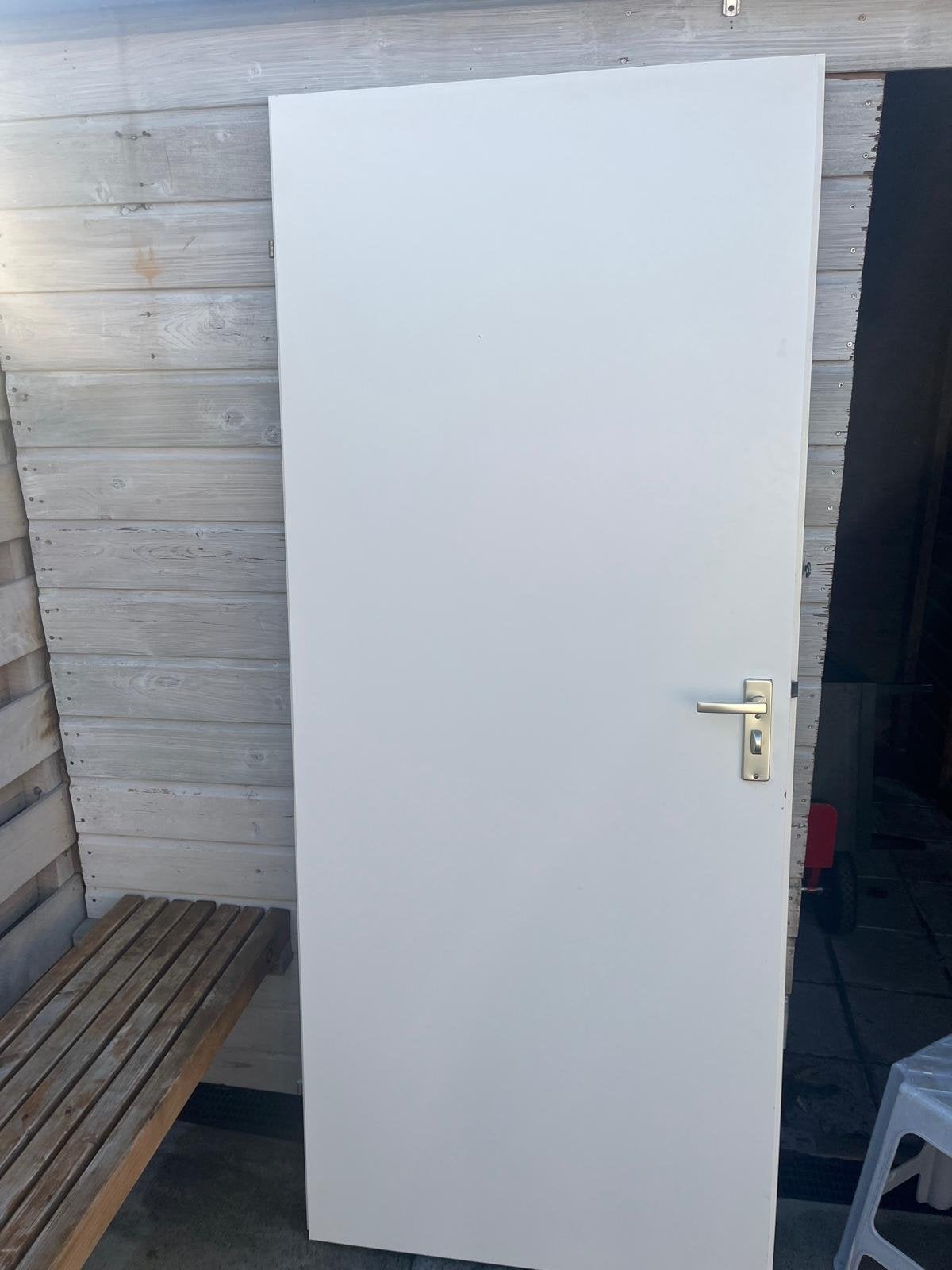 Set van 6 witte afgelakte deuren (5x rechts, 1x links), Doe-het-zelf en Verbouw, Ophalen, Gebruikt, Binnendeur, 200 tot 215 cm