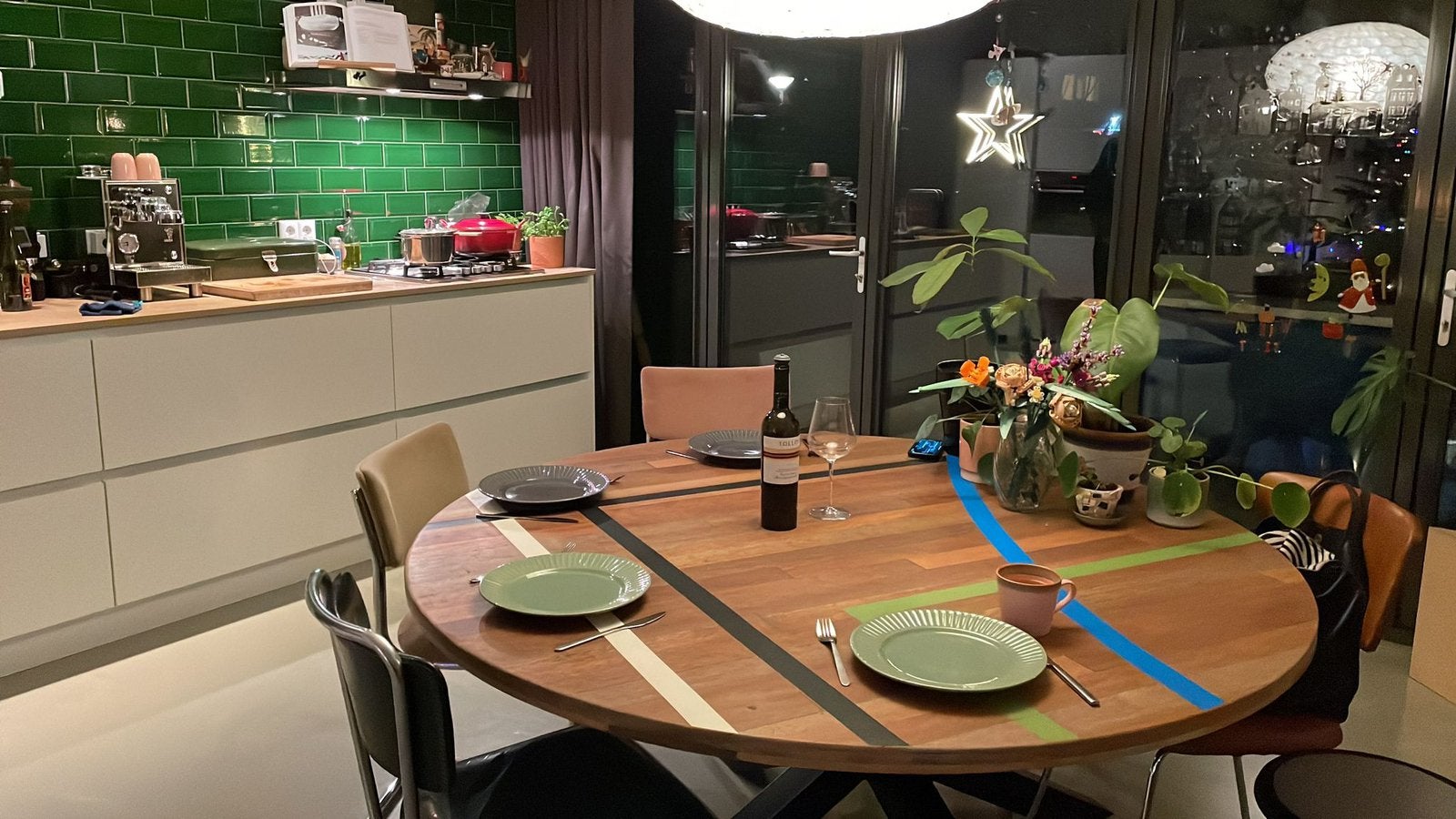 Supergave tafelbladen van oude gymzaalvloer, Huis en Inrichting, Tafels | Eettafels, Ophalen, 200 cm of meer, 50 tot 100 cm, Zo goed als nieuw