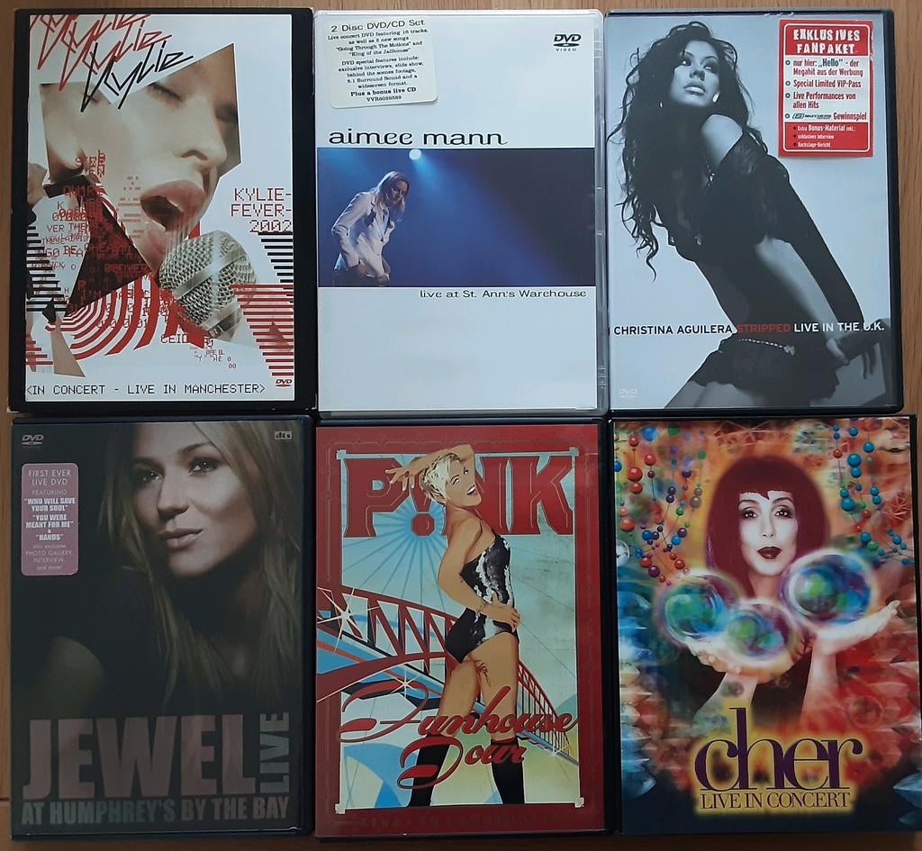 Diverse Live female Concert 8 DVD's: Jewel, P!nk, Cher etc, Cd's en Dvd's, Alle leeftijden, Ophalen of Verzenden, Gebruikt, Muziek en Concerten