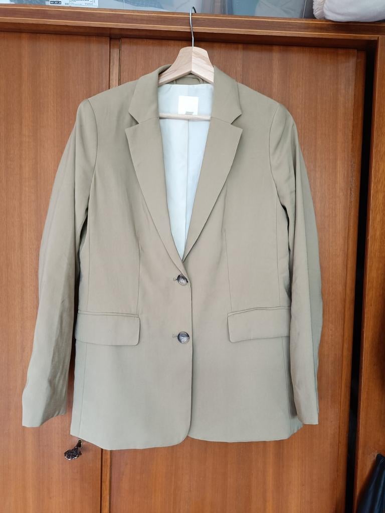 H&M Khaki Blazer - Maat 36 - Stijlvol & Comfortabel, H&M, Ophalen of Verzenden, Zo goed als nieuw, Jasje