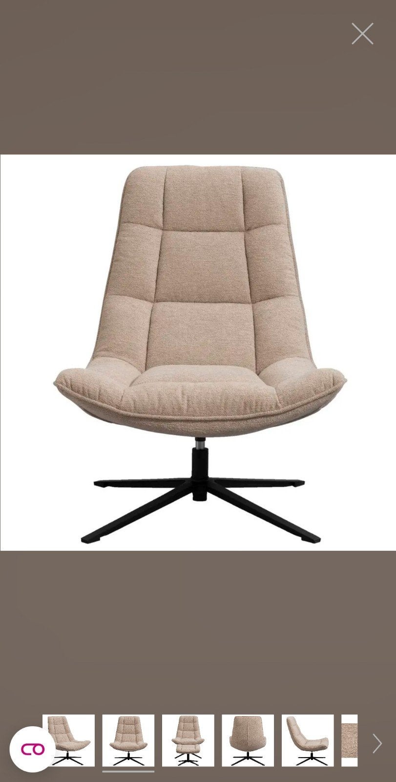 Nieuwe Emily Draaifauteuil Leenbakker - Zandkleur, Huis en Inrichting, Fauteuils, Ophalen, Nieuw, 75 tot 100 cm, 75 tot 100 cm