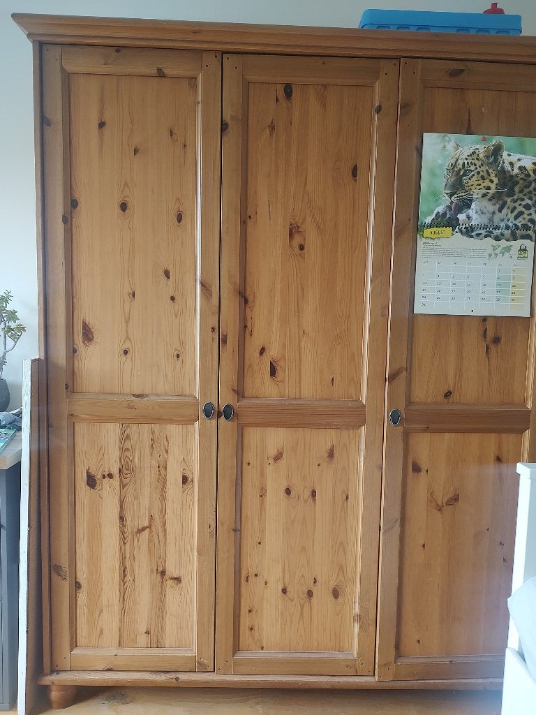 Ikea Leksvik grenen kledingkast garderobe 3 deurs, Ophalen, Gebruikt, 50 tot 75 cm, 150 tot 200 cm