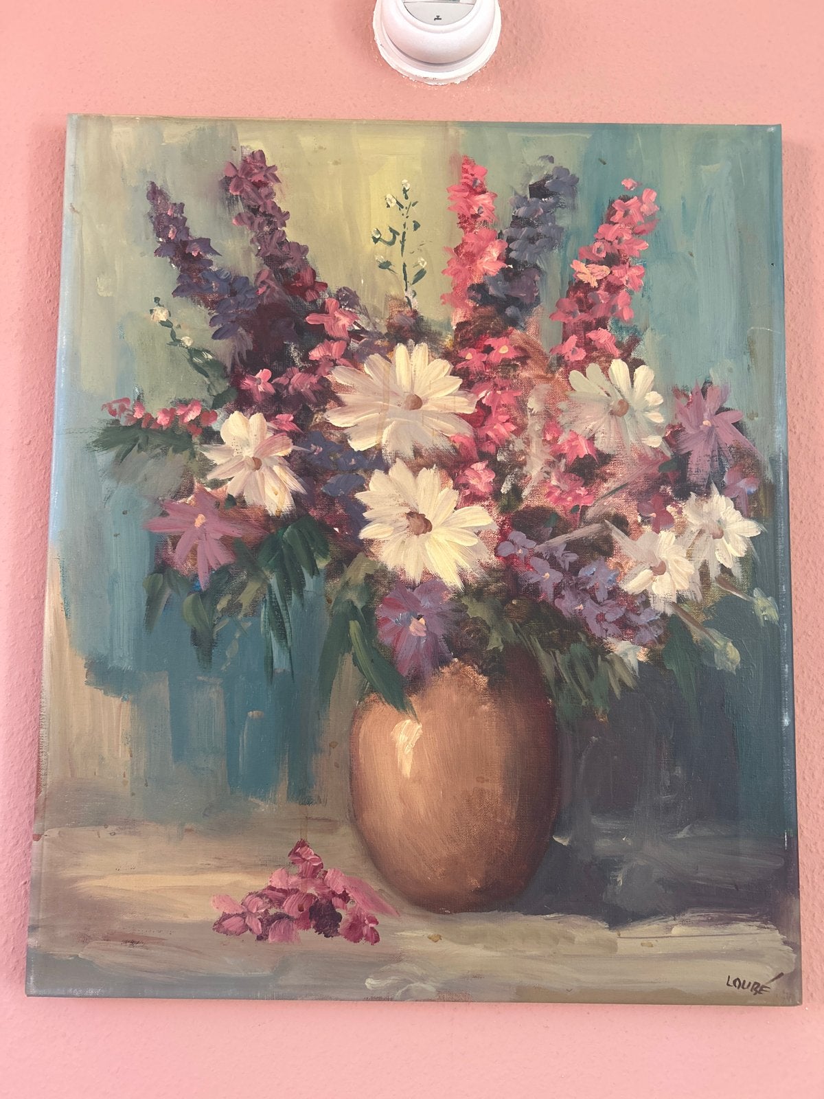 Schilderij: Kleurrijk Bloemenstilleven in Vaas - Gesigneerd, Antiek en Kunst, Kunst | Schilderijen | Klassiek, Doek, Realistisch