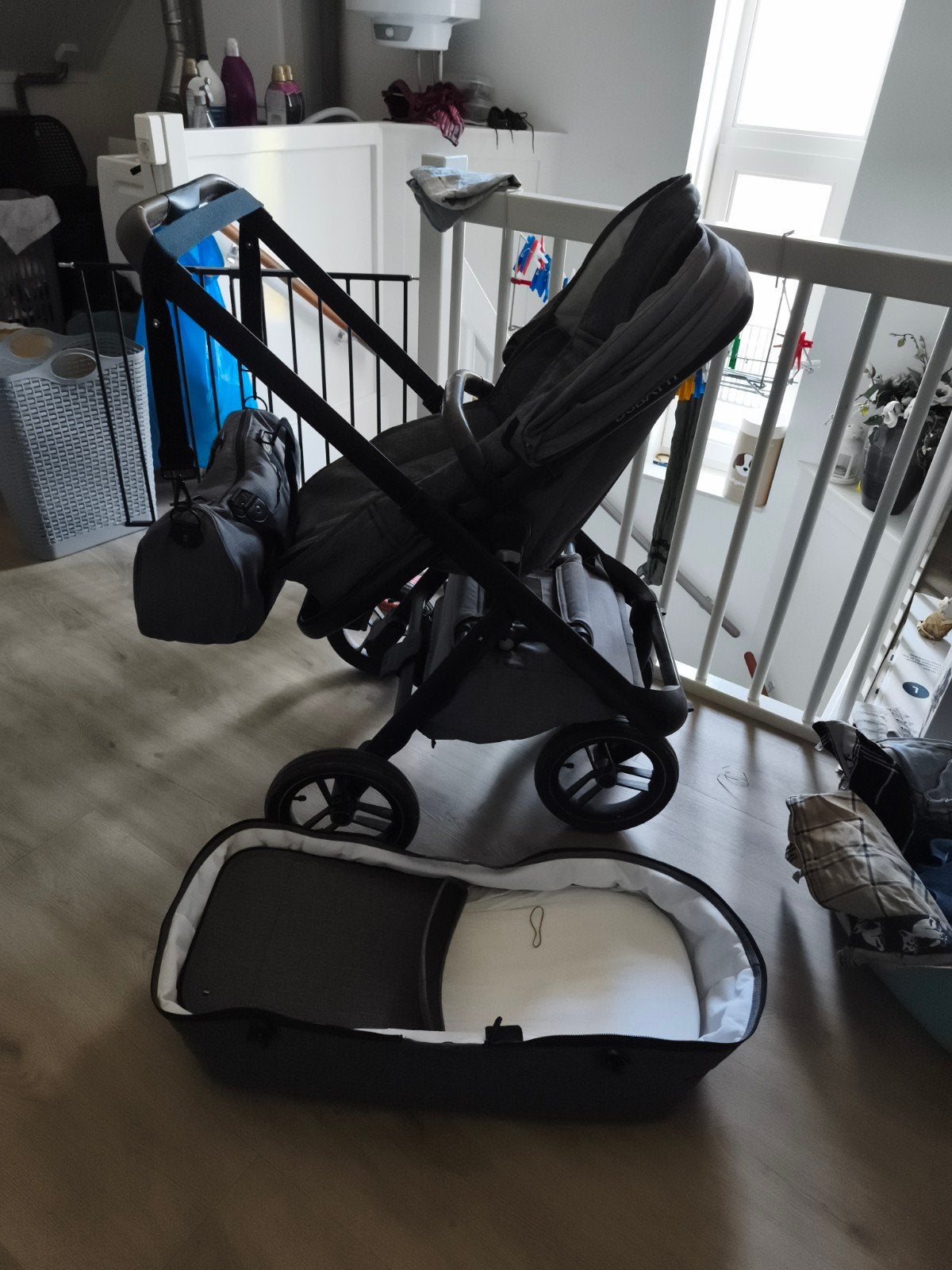 Dubatti kinderwagen met voetenzak, reiswieg en luiertas, Gebruikt, Met autostoeltje, Combiwagen, Ophalen