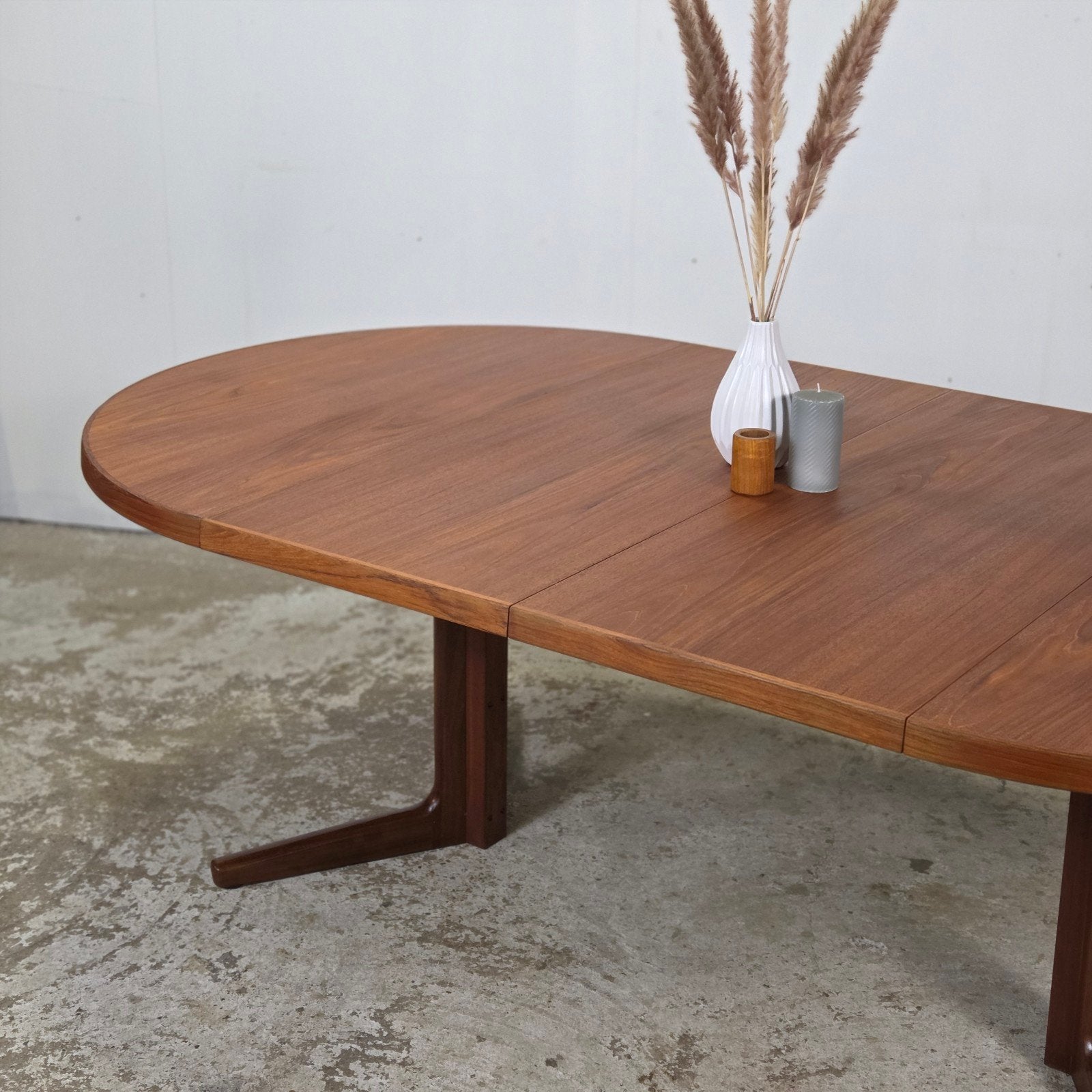 Vintage jaren 60 Deense ovale eettafel teak 220cm bij 120cm, Ophalen, Gebruikt, 100 tot 150 cm, Teakhout