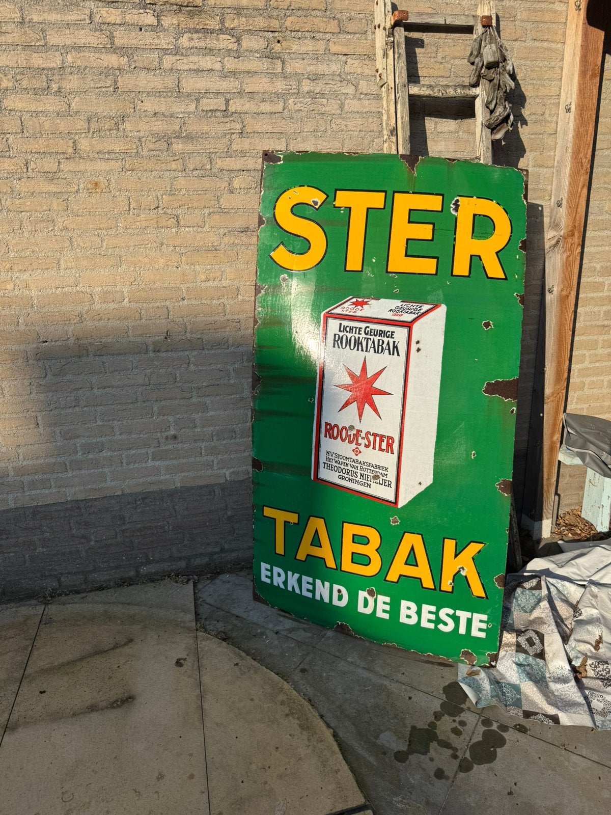 Vintage Emaille Reclamebord "Ster Tabak", Antiek en Kunst, Antiek | Emaille, Ophalen