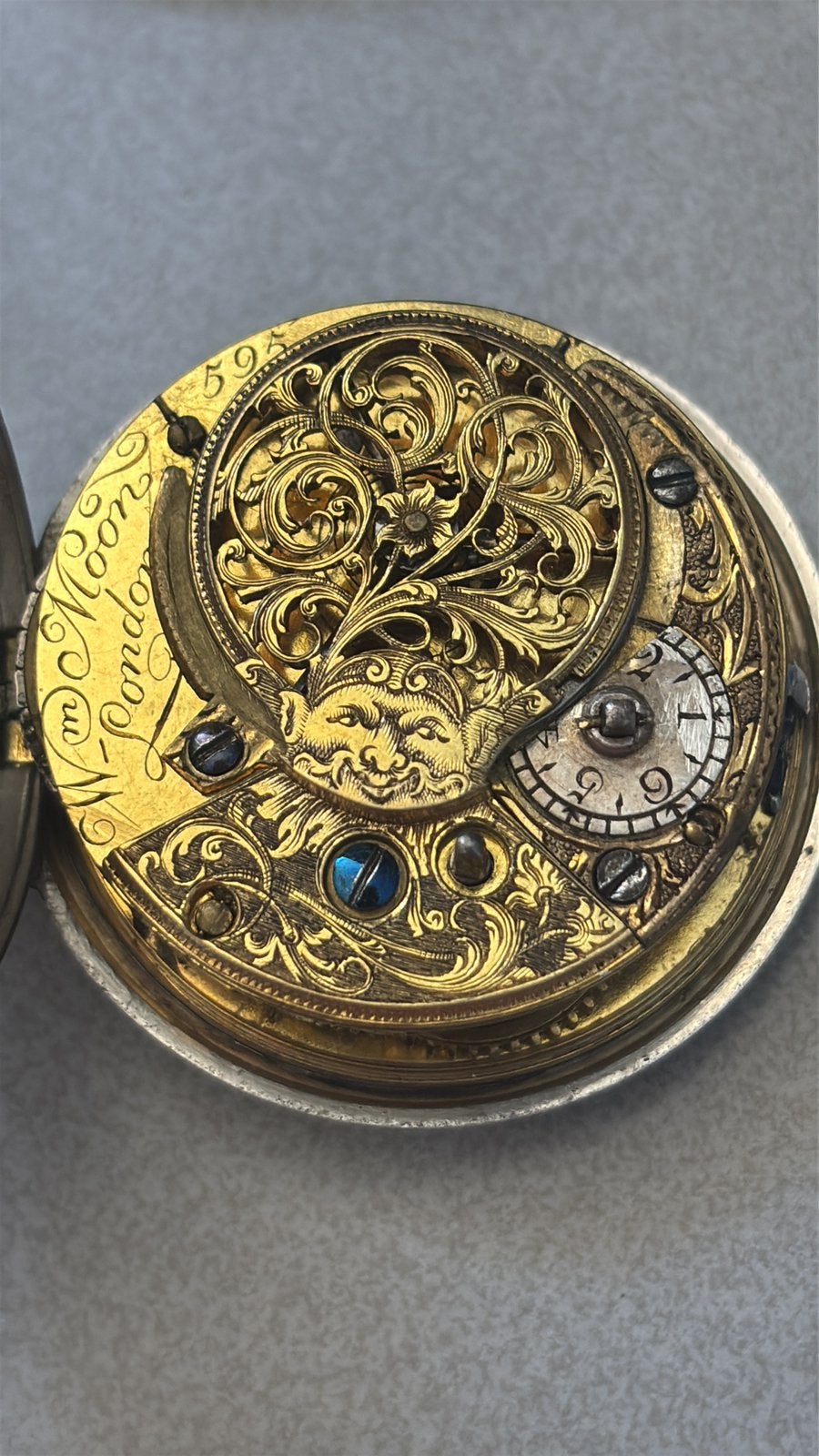 Zakhorloge Engelse spillegang - verge fusee 18e eeuw, Antiek en Kunst, Antiek | Klokken, Ophalen of Verzenden