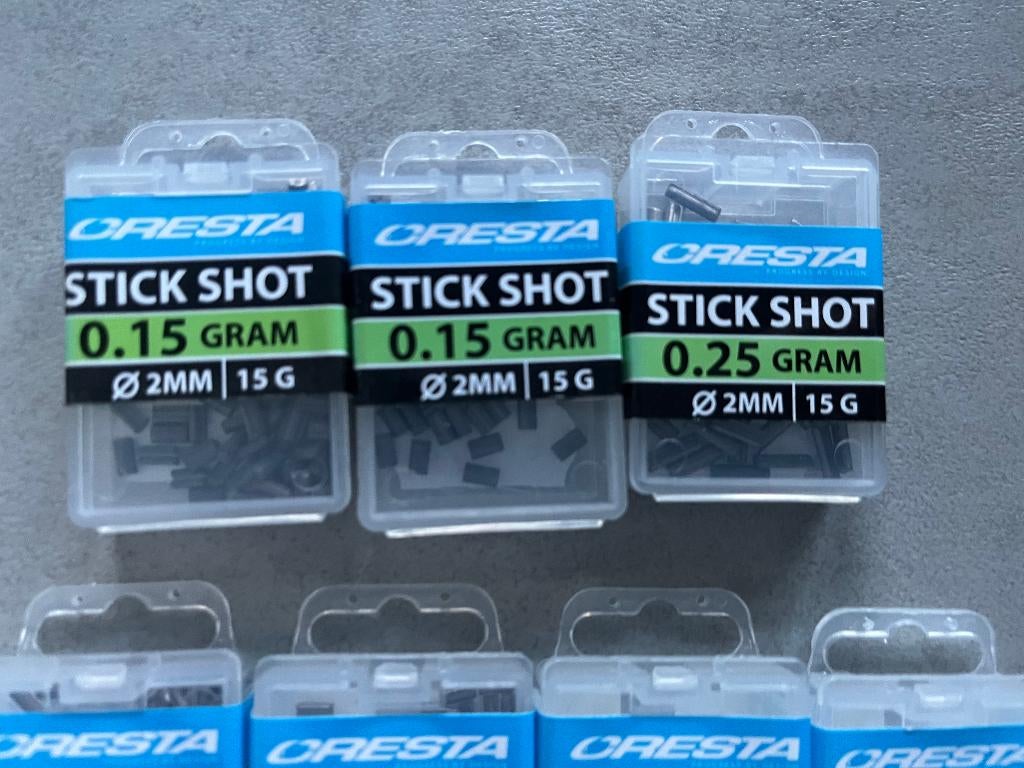 adv 406 /  NIEUW mixset 7 doosjes loodjes stickshot CRESTA, Ophalen of Verzenden, Nieuw, Dobber of Lood
