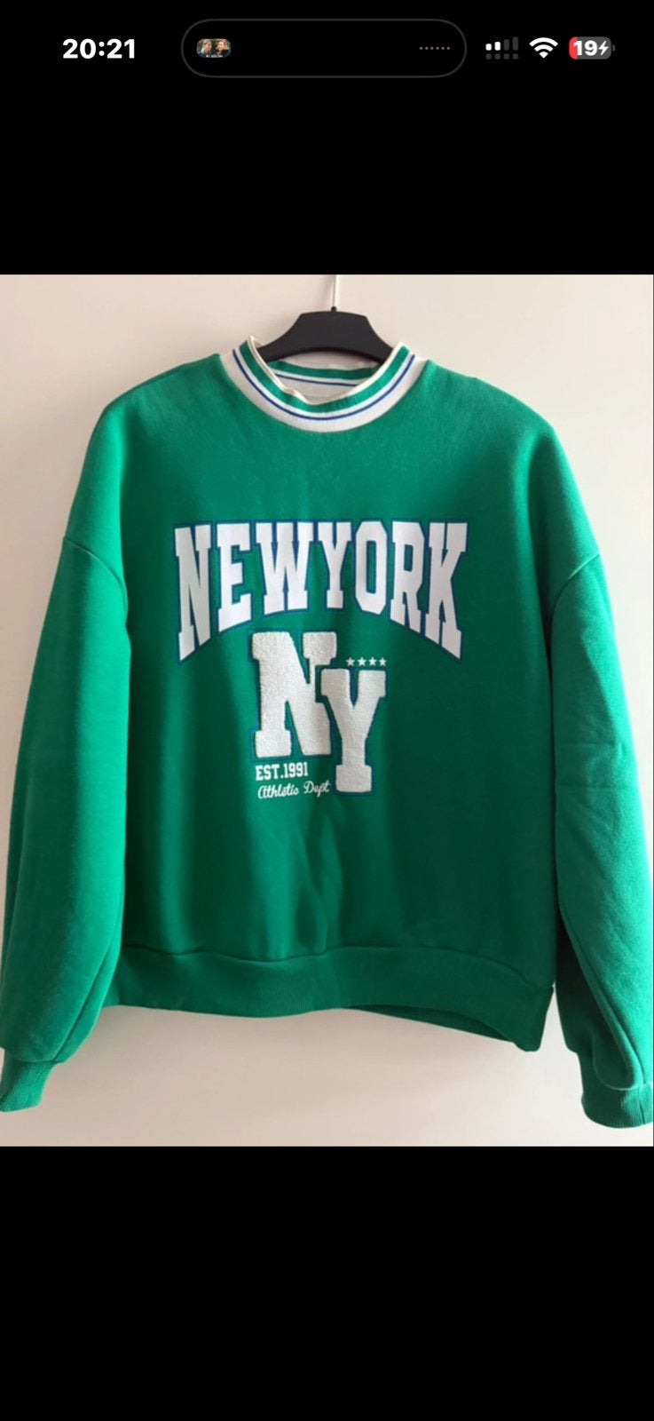 Groene New York NY sweater - Maat M, Ophalen of Verzenden, Zo goed als nieuw, Maat 38/40 (M), Groen