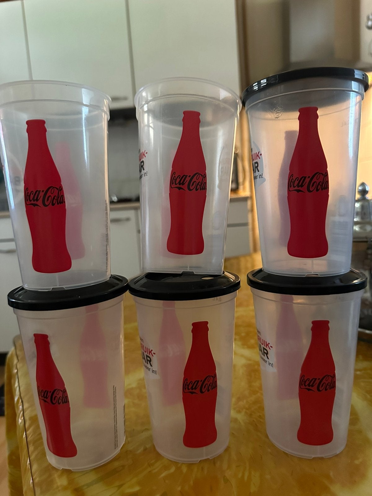 Coca-Cola Herbruikbare Bekers met Deksel (6 stuks), Kunststof, Ophalen of Verzenden, Meerkleurig, Overige merken