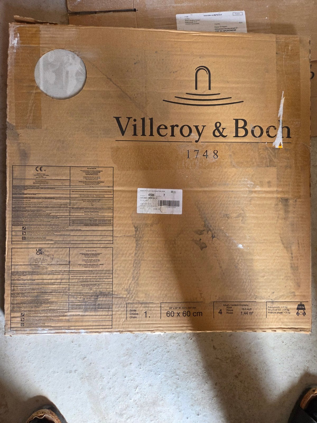Villeroy & Boch vloertegels 60x60 cm - Nieuw in doos, Ophalen, 60 cm of meer, Nieuw, Minder dan 5 m²