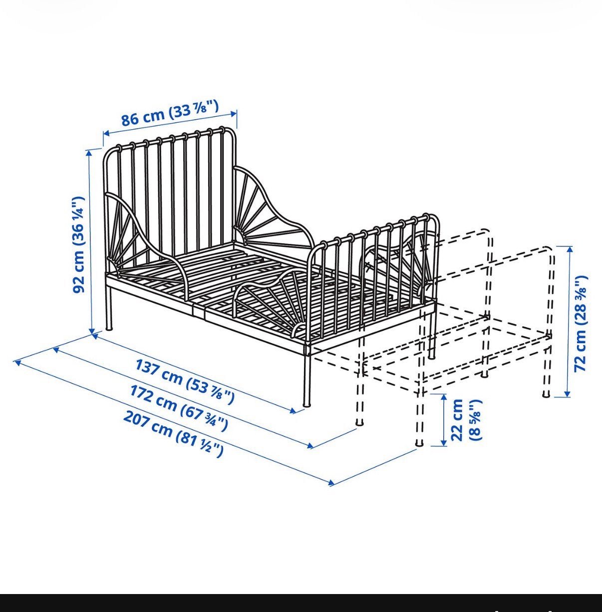Ikea Minnen meegroei bed zwart, Ophalen of Verzenden, Zo goed als nieuw