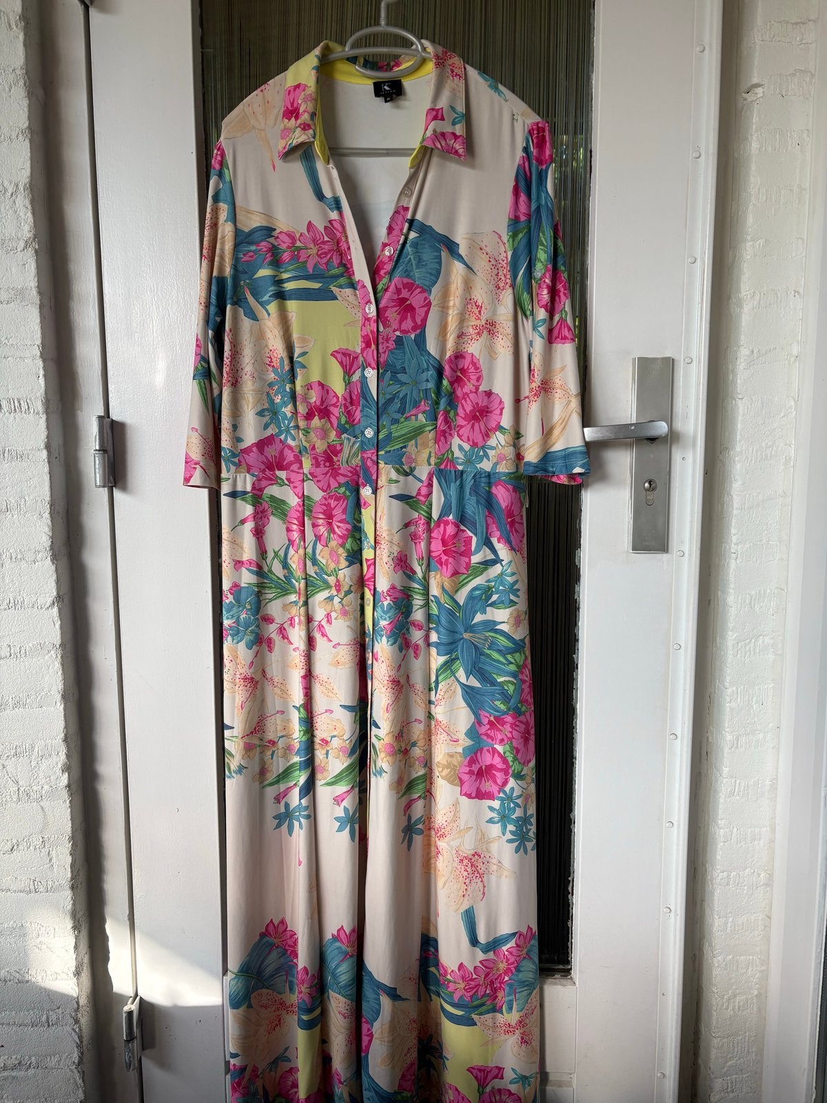 K-Design Maxi Jurk Bloemenprint Maat XL, Maat 42/44 (L), Zo goed als nieuw, Onder de knie, Meerkleurig