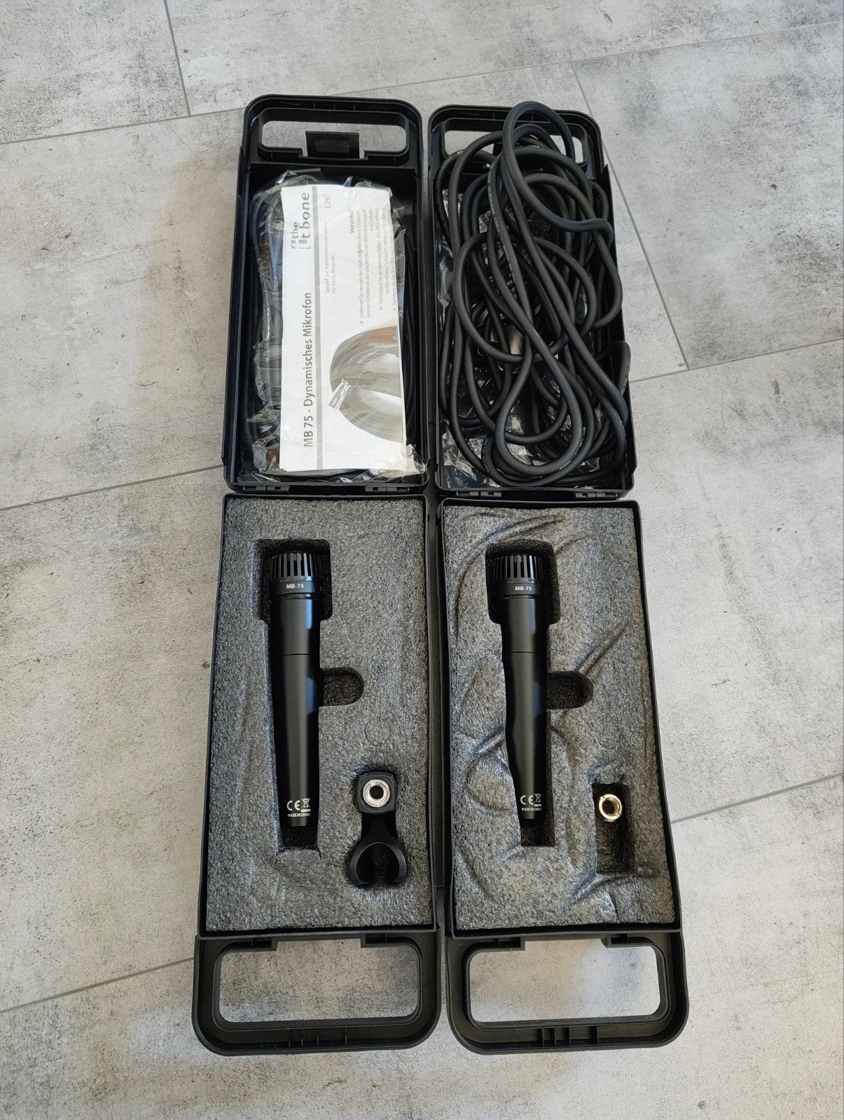 2x t.bone MB 75 microfoons met kabels, klem en doos, Muziek en Instrumenten, Ophalen of Verzenden, Zo goed als nieuw, Zangmicrofoon