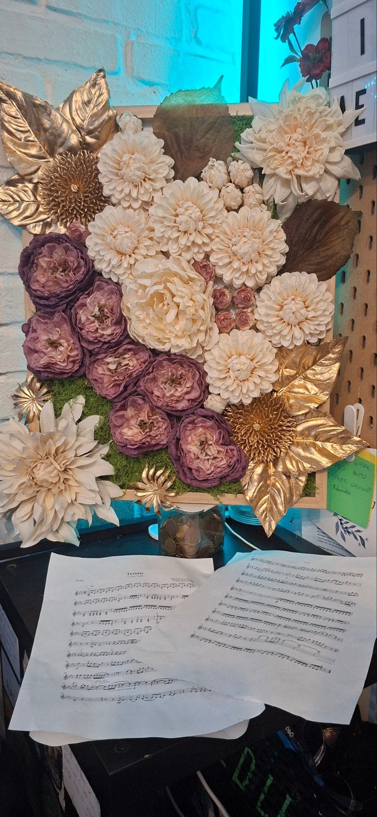 Upcycled Handgemaakte Zijden Bloemen Kunstwerk, Ophalen of Verzenden
