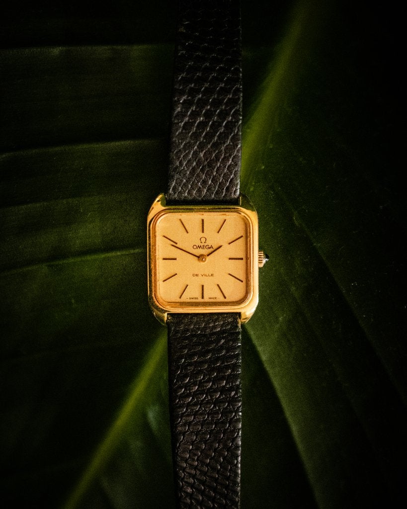 Omega De Ville | goud, vierkant horloge | 511.0502 | 1975, Overige merken, Leer, Polshorloge, Ophalen of Verzenden