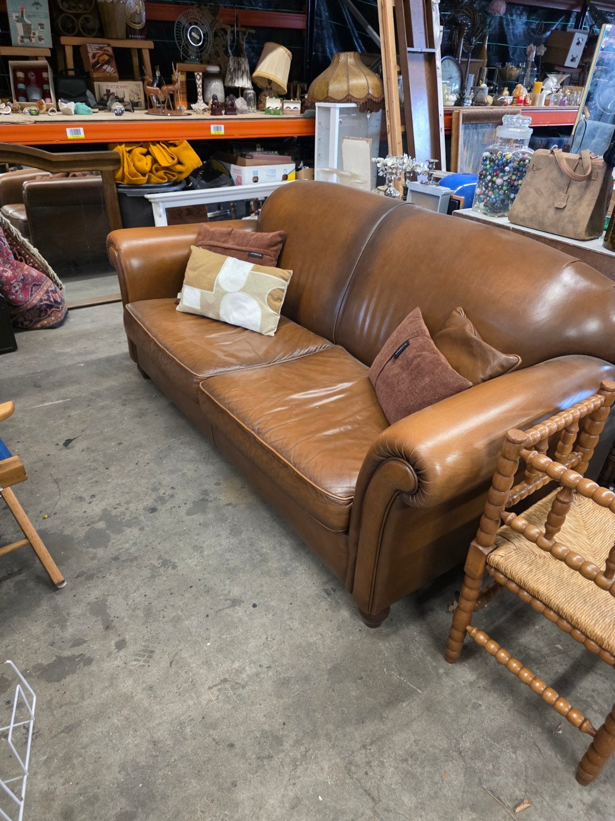 Mooie schapenleren leren Bendic bank mancave, Ophalen, Gebruikt, 75 tot 100 cm, Leer