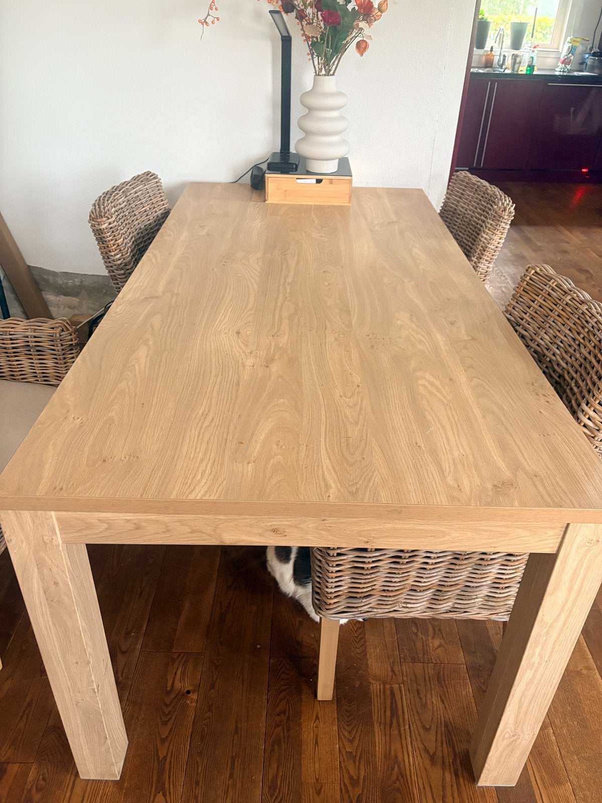 Tagel plus 4 rieten stoelen., Ophalen, Zo goed als nieuw, 4 tot 6 stoelen