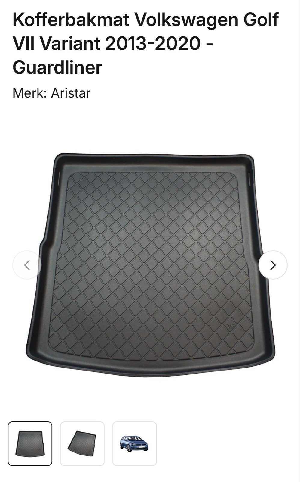 Kofferbakmat VW Golf VII Variant 2013-2020 Guardliner Arista, Auto diversen, Kofferbakmatten, Ophalen of Verzenden, Zo goed als nieuw