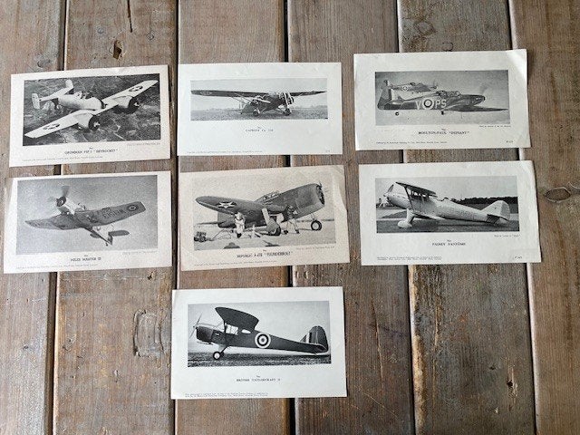 7 x dubbelzijdige afbeelding foto vliegtuig Vintage Engeland, Verzamelen, Luchtvaart en Vliegtuigspotten, Ophalen, Gebruikt, Kaart, Foto of Prent