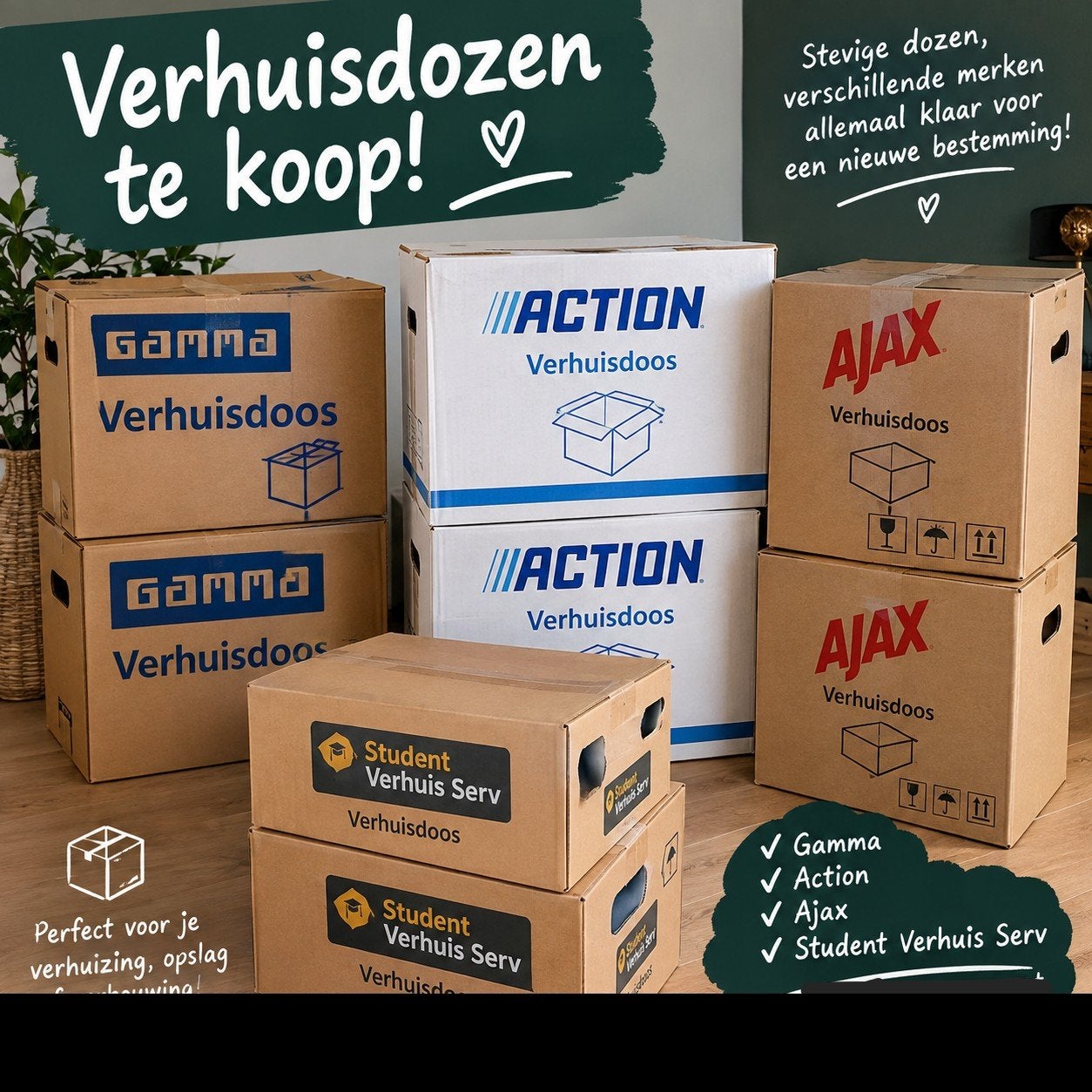 verhuisdozen, Ophalen, 40 tot 60 cm, 50 tot 75 cm, 35 tot 50 cm