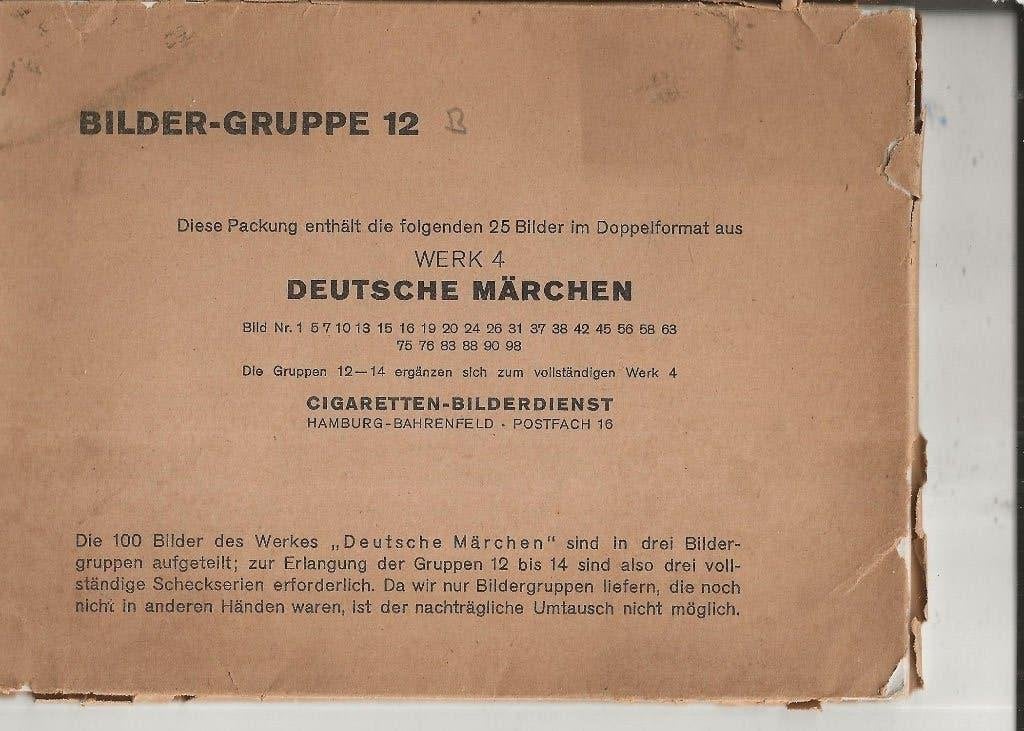 Hamburg Cigaretten Bilderdienst Duitse Sprookjes Groep 12BA, Ophalen of Verzenden, 1940 tot 1960, Ongelopen, Overige thema's