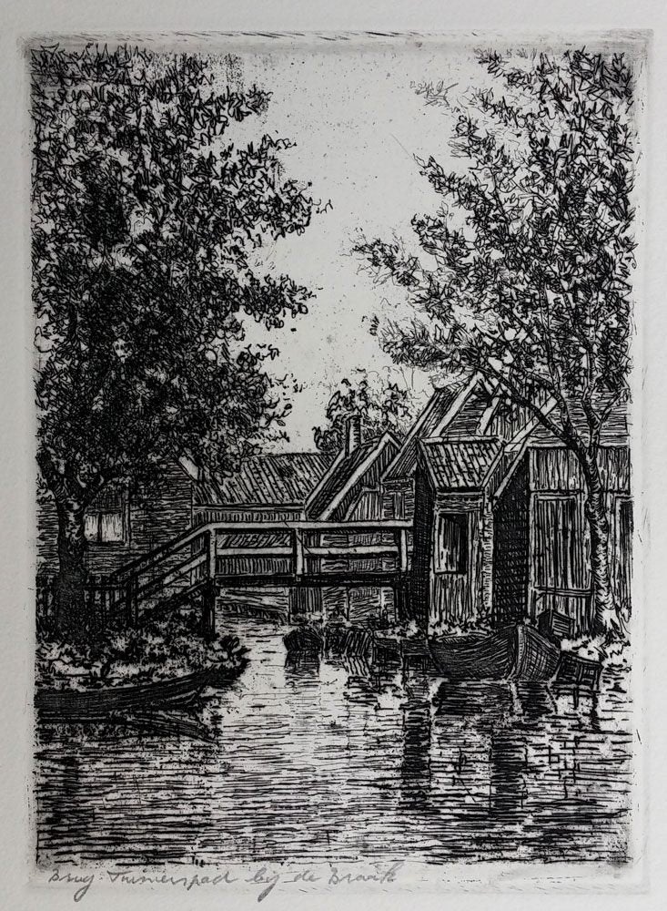 Tuinierspad - De Braak Zaandam -  Nic de Carpentier, Ophalen of Verzenden, Landschap, Ets, 1900 - 1949