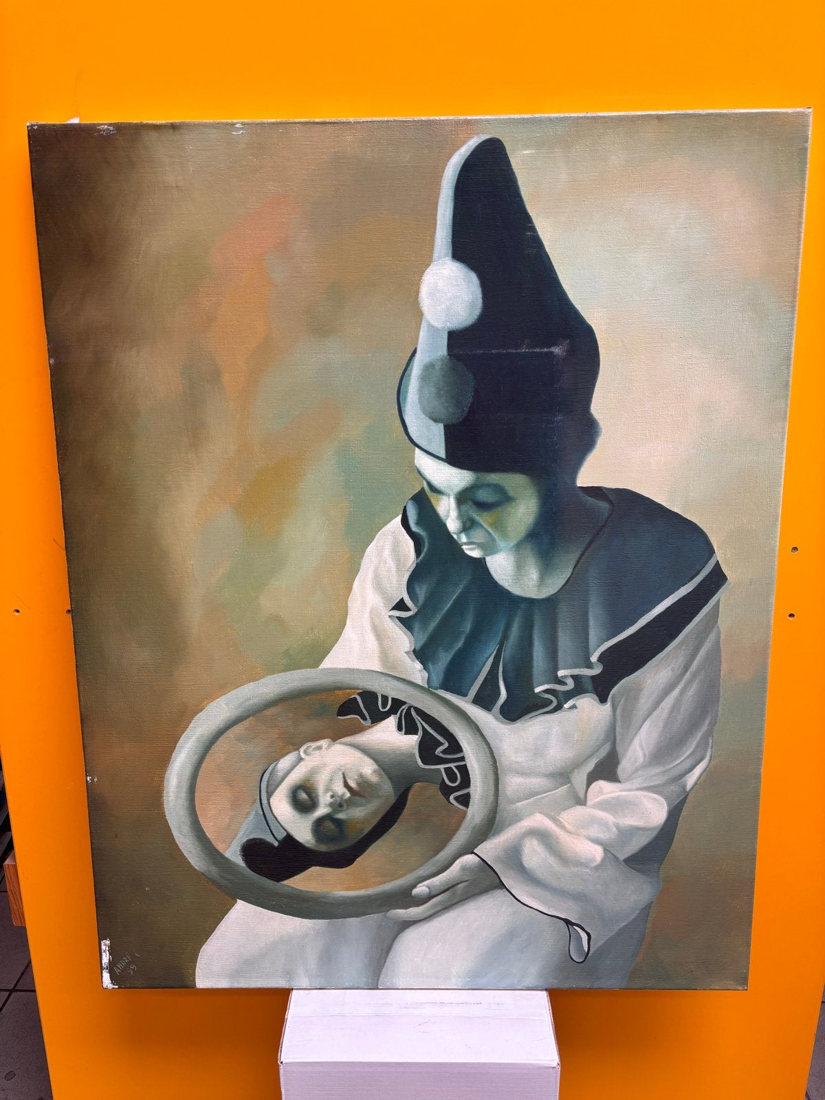Schilderij André van Loon 80x100 cm - modern portret, Figuren, Ophalen of Verzenden, Textiel, Gesigneerd