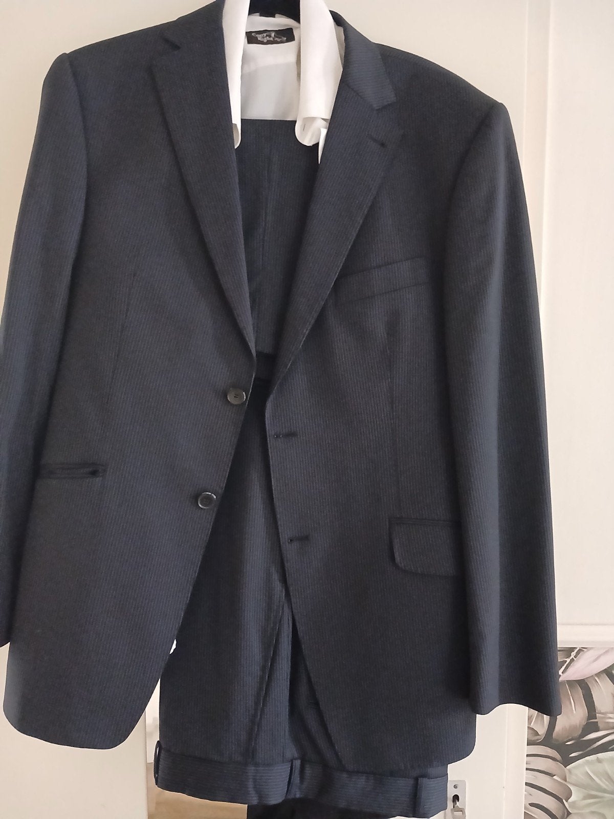 Frans Molenaar Pak - Donkerblauw met krijtstreep, Kleding | Heren, Kostuums en Colberts, Maat 52/54 (L), Ophalen of Verzenden