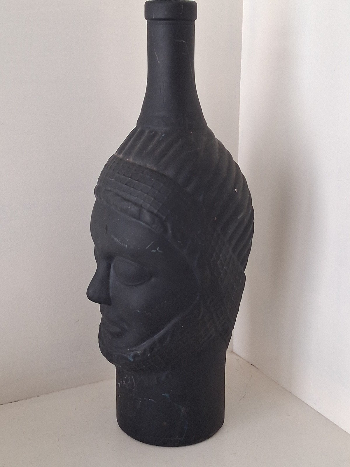 Vintage Matte Zwarte Griekse Beeldfles / Karaf (27 cm) –, Ophalen of Verzenden