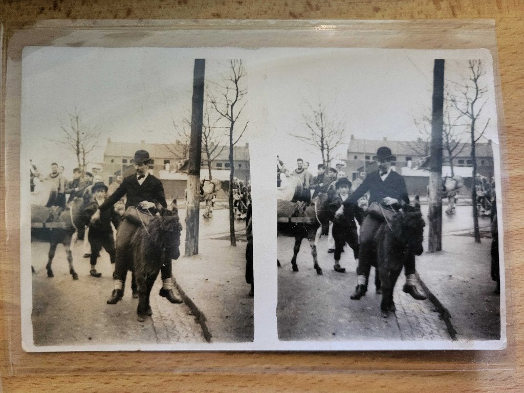 ansicht STEREOKAART Paarden Kermis Limburg? 1930 FOTOKAART, Ophalen of Verzenden, Voor 1920, Limburg
