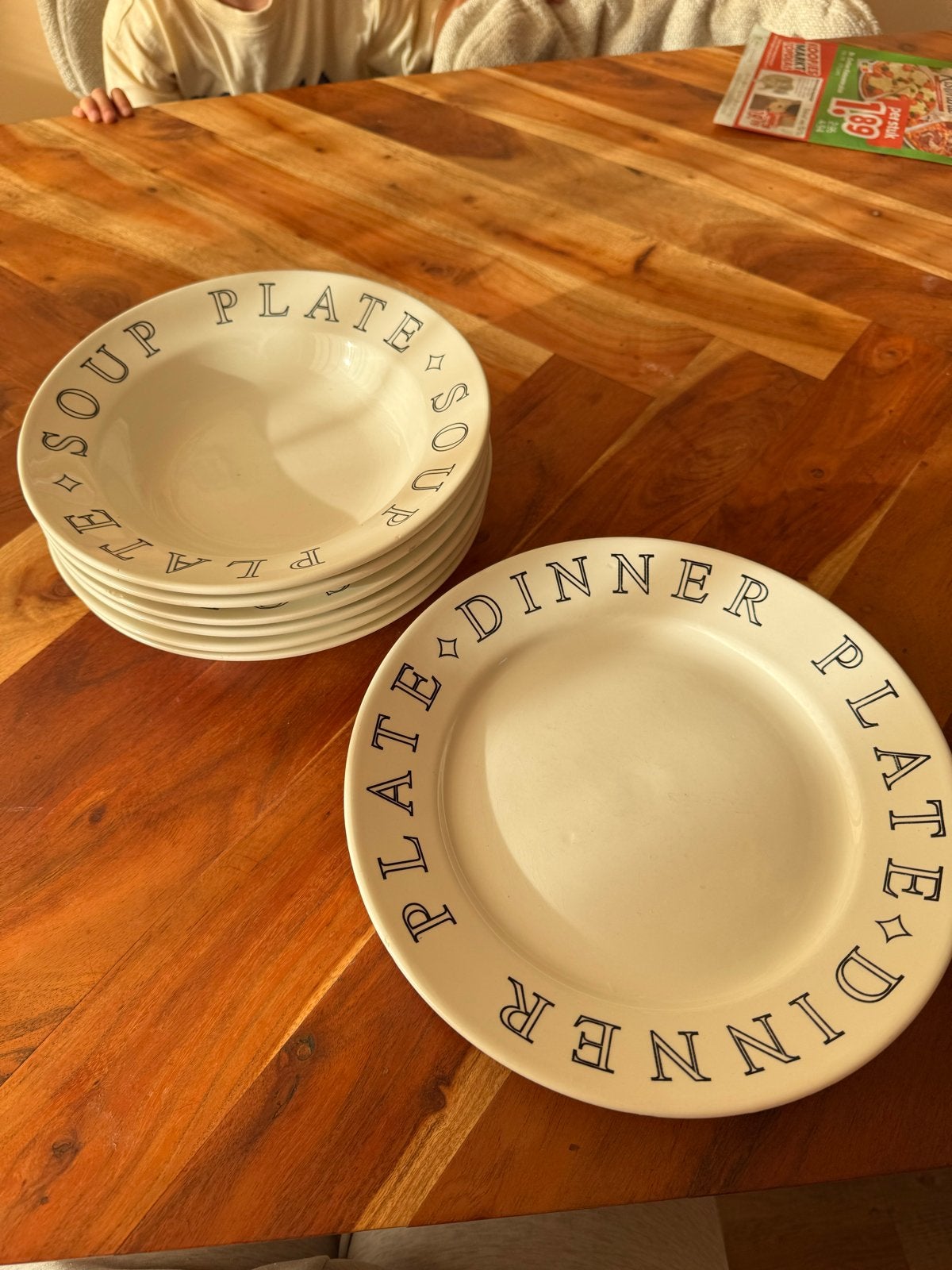 Set van 6 soepborden en 5 dinerborden, Ophalen, Gebruikt, Keramiek, Vintage