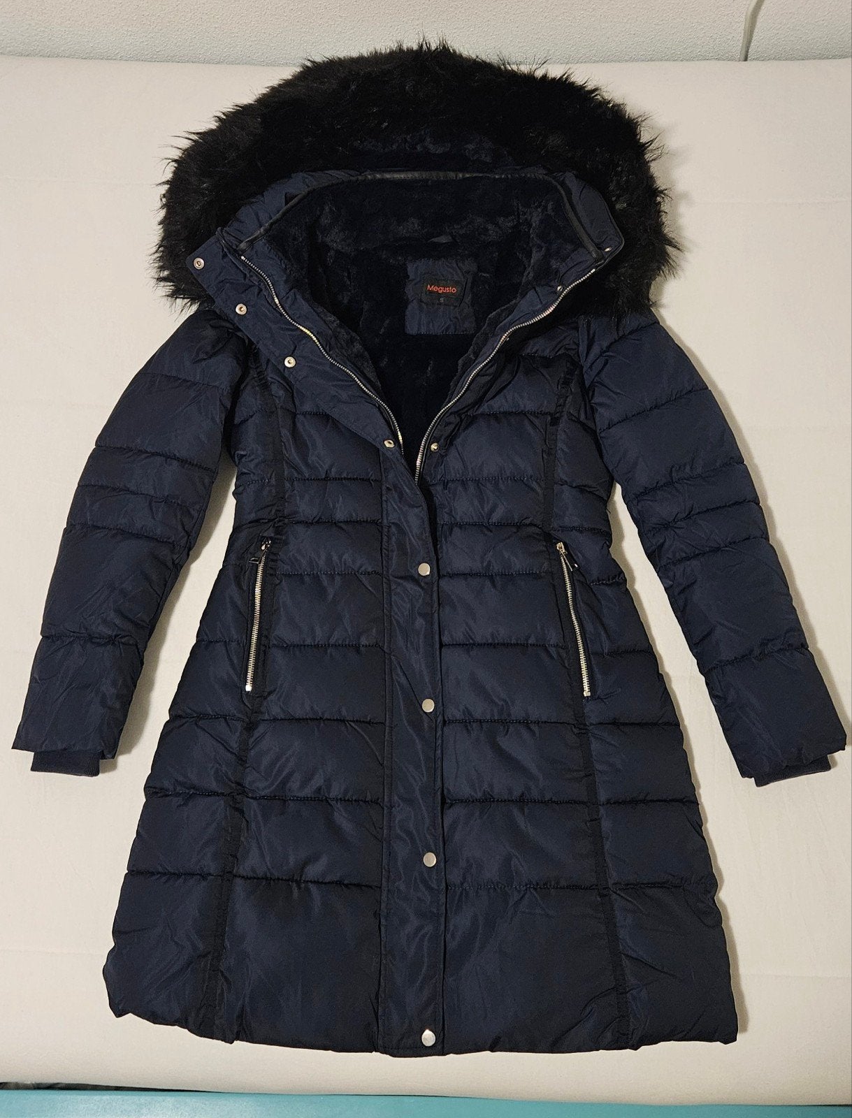 Nieuwe winterjas maat S met bontkraag, Kleding | Dames, Jassen | Winter, Legato, Blauw, Nieuw, Ophalen of Verzenden