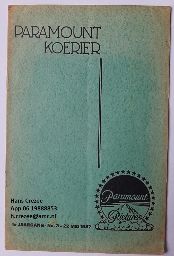 zoek film tijdschrift paramount koerier 1937 1938 1939 1940, Ophalen of Verzenden, Gelezen, Folder