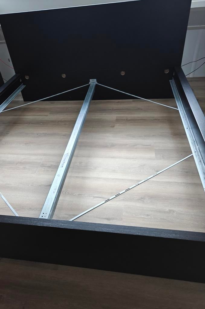 Ikea Malm zwart bedframe 160x200 meter, Ophalen, Tweepersoons, Zo goed als nieuw, 160 cm
