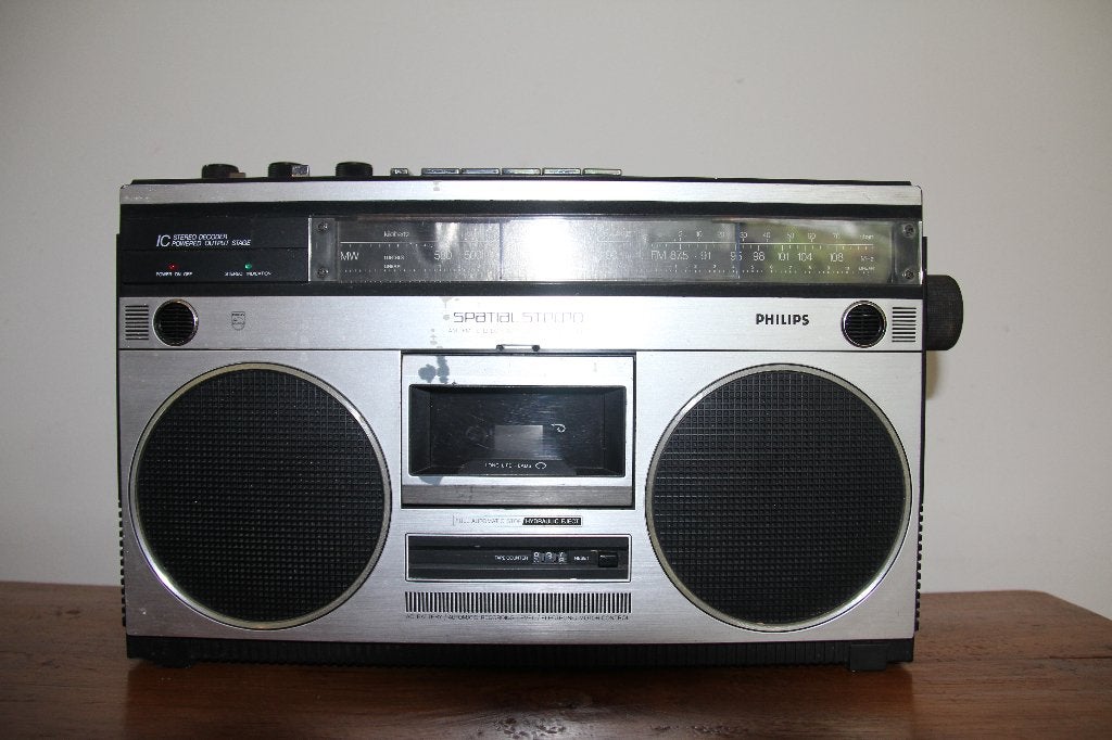 Vintage Philips draagbare radiocassettespeler 	DEFECT, Ophalen, Niet werkend, Radio
