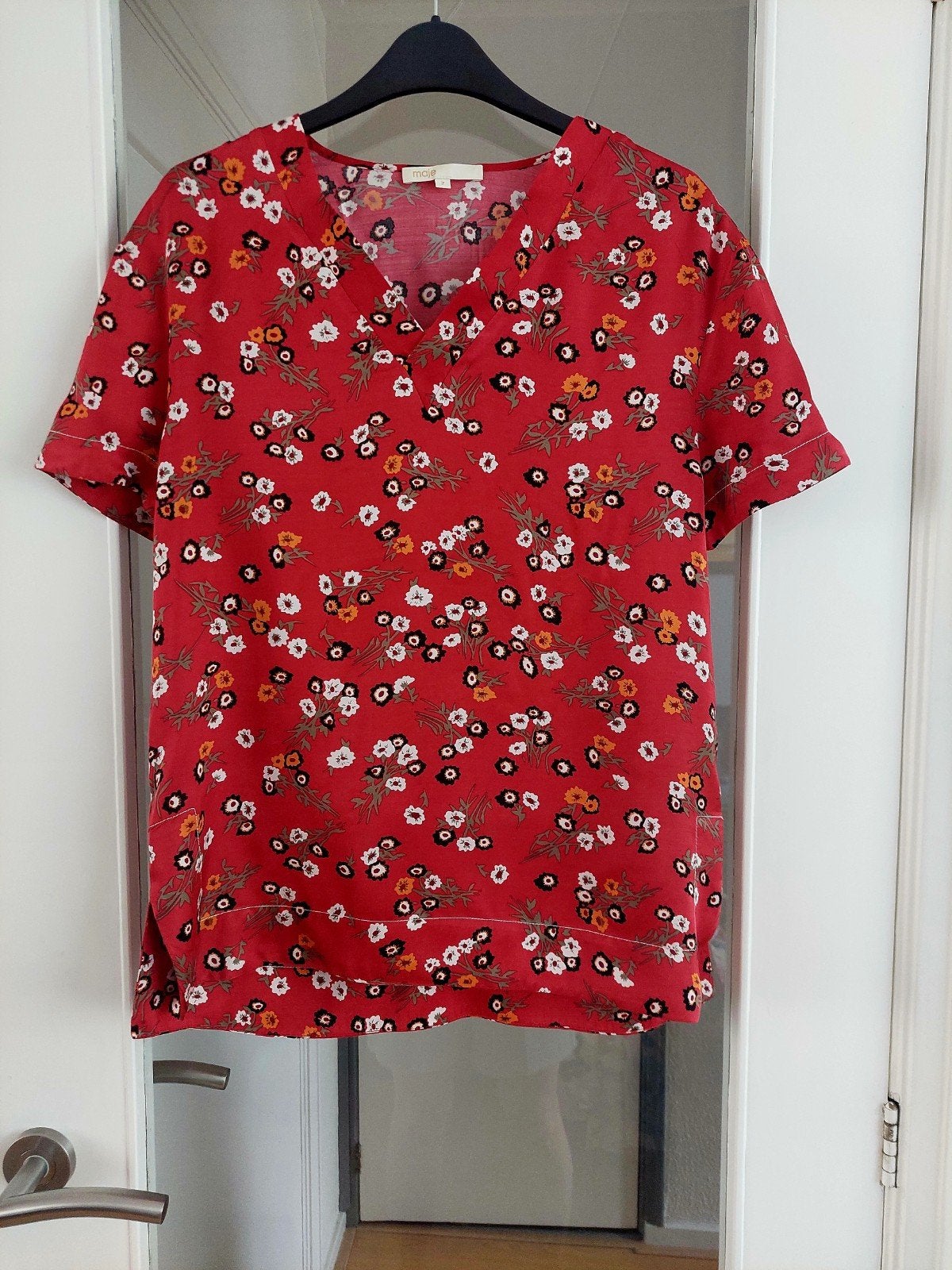 Maje rode blouse met bloemenprint - Maat 36 (S), Verzenden, Maje, Maat 36 (S), Gedragen