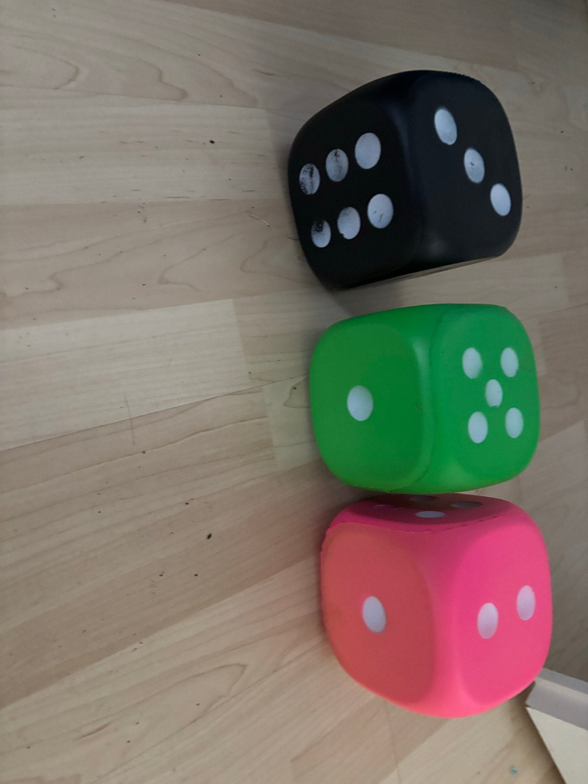 Grote schuimrubberen dobbelstenen - set van 3, Ophalen of Verzenden, Gebruikt