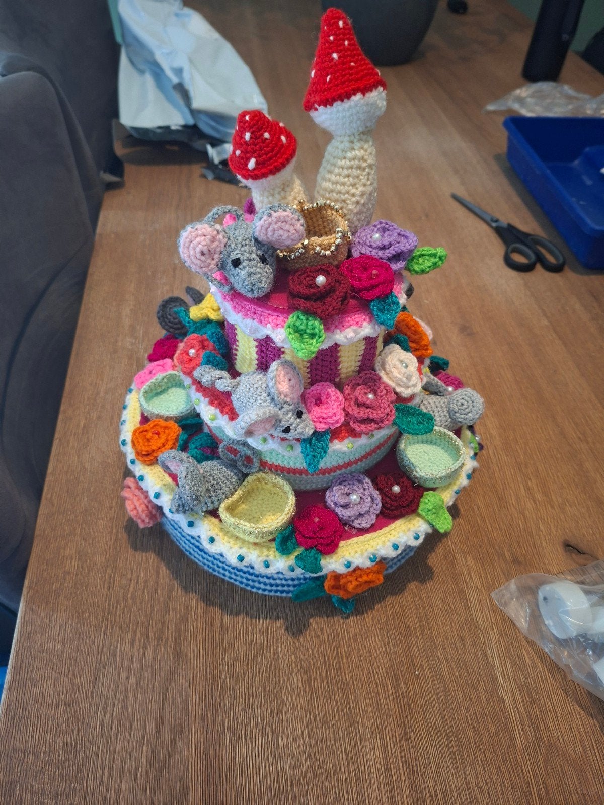 Gehaakte Muizentaart - Uniek Handgemaakt Decoratiestuk, Handgemaakt, Nieuw, Meerkleurig, Ophalen of Verzenden