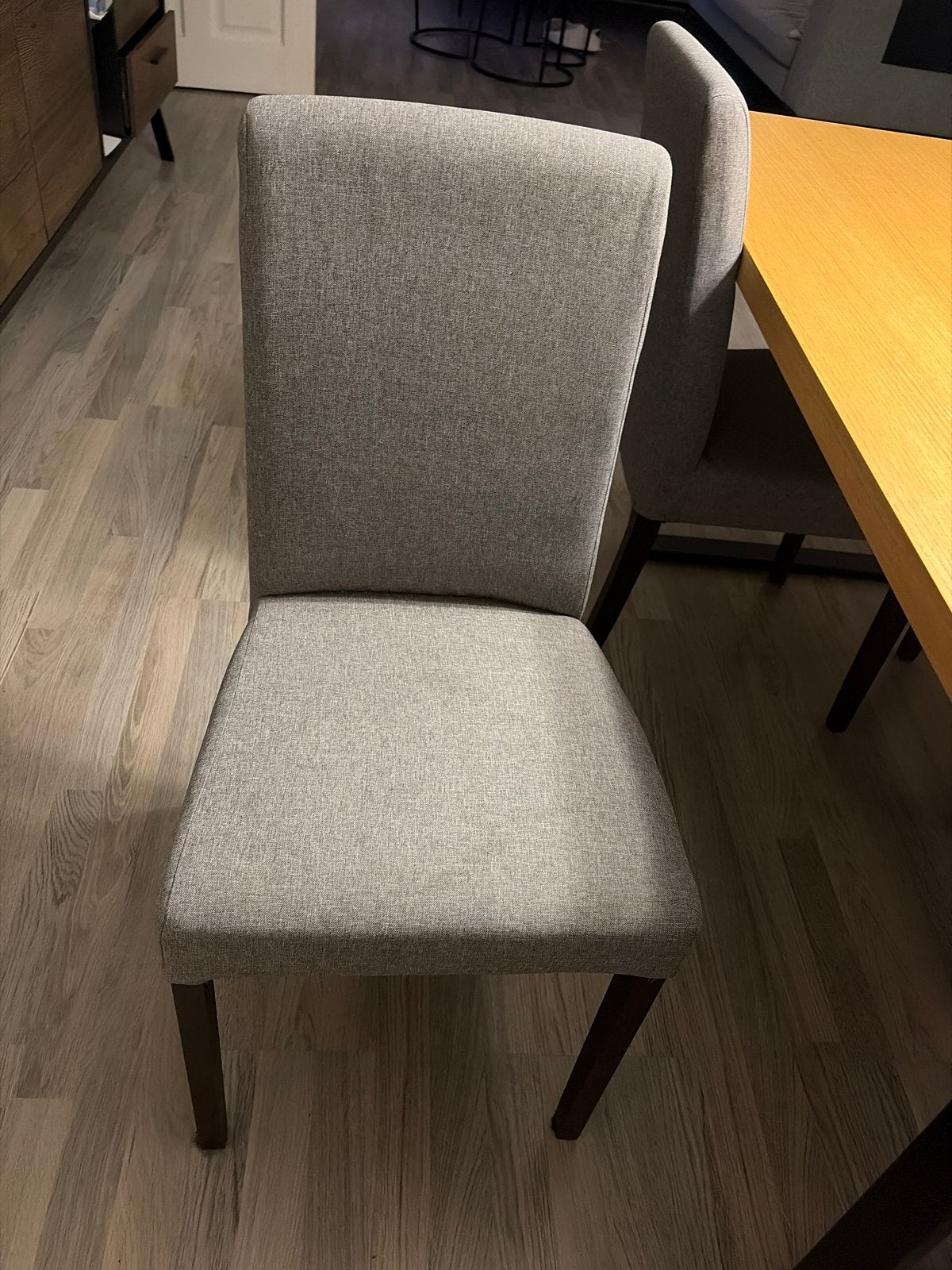 Set van 4 Leen Bakker Chaplin eetkamerstoelen - Grijs, Ophalen, Gebruikt, Vier, Stof