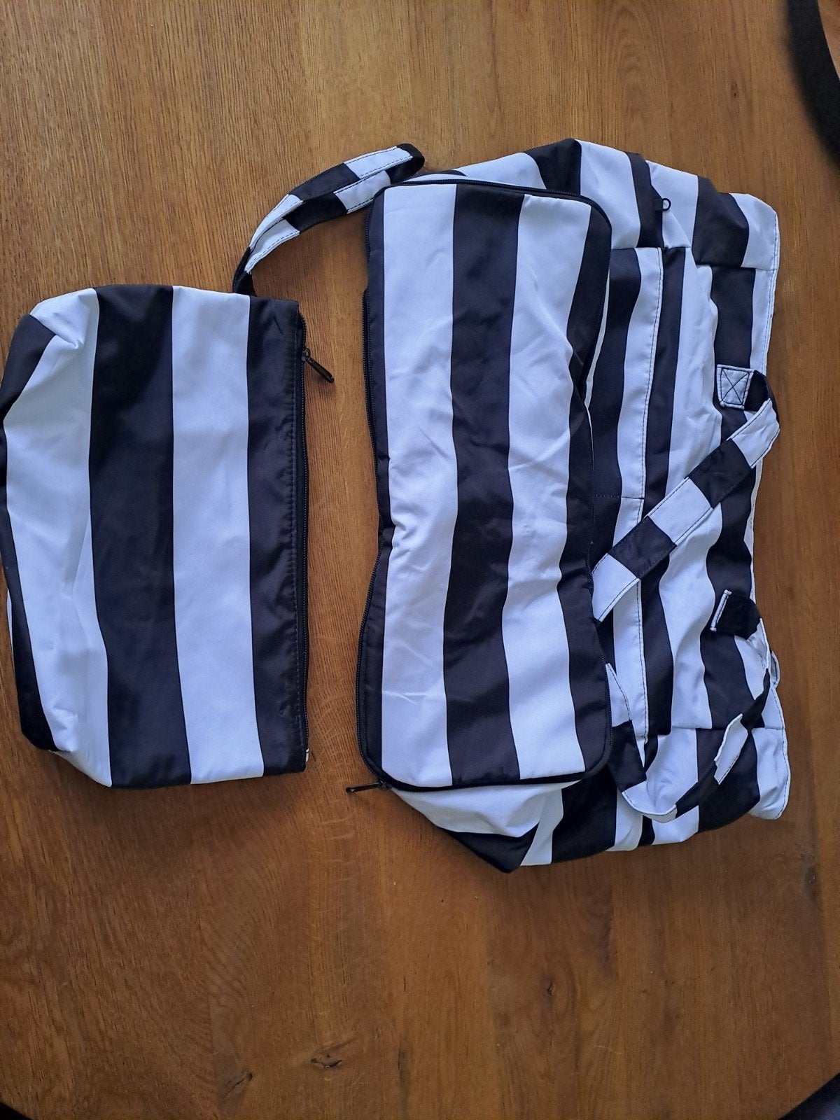 XXL Strandtas Zwart/Wit Gestreept met Nat Vak, Ophalen of Verzenden, Nieuw, Zwart, Shopper